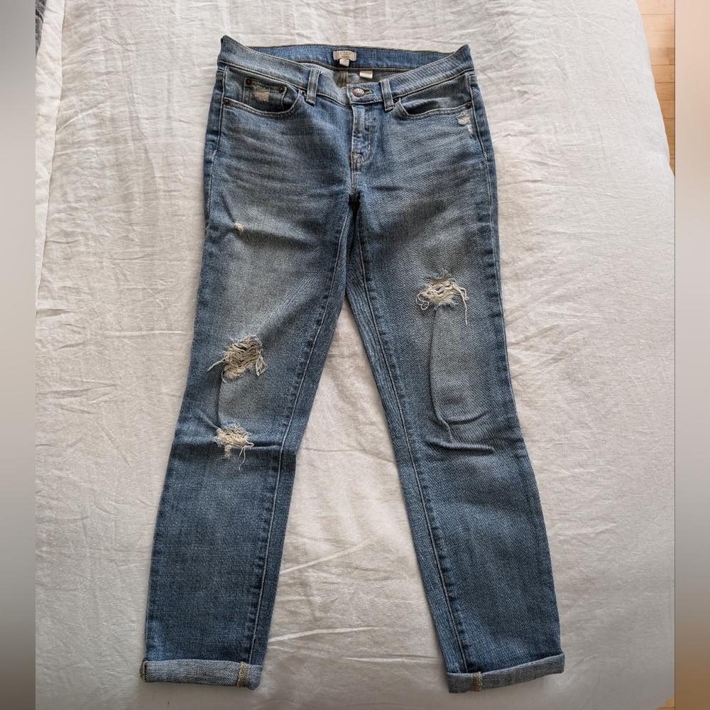 J. Crew Slim Fit Distressed Boyfriend Jean, Light/Medium Wash